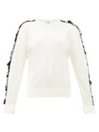 Matchesfashion.com Bella Freud - Lady Day Sequin-sleeve Wool Sweater - Womens - Ivory