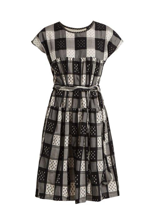 Matchesfashion.com Ace & Jig - Austin Tie Waist Checked Cotton Dress - Womens - Black White