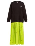 Matchesfashion.com Natasha Zinko - Printed Skirt Cotton Sweatshirt Maxi Dress - Womens - Black Multi