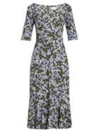 Matchesfashion.com Erdem - Glenys Floral Print Jersey Midi Dress - Womens - Blue Print