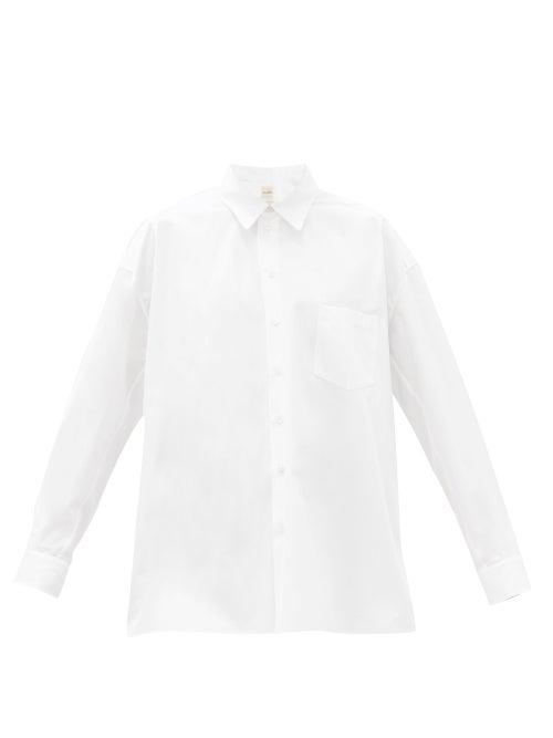 Matchesfashion.com Zanini - Gathered-sleeve Cotton-poplin Shirt - Womens - White