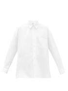 Matchesfashion.com Zanini - Gathered-sleeve Cotton-poplin Shirt - Womens - White