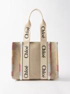 Chlo - Woody Whipstitched Canvas Tote Bag - Womens - Beige Multi