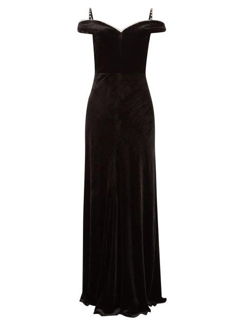 Matchesfashion.com Maria Lucia Hohan - Ayla Crystal Embellished Velvet Maxi Dress - Womens - Black