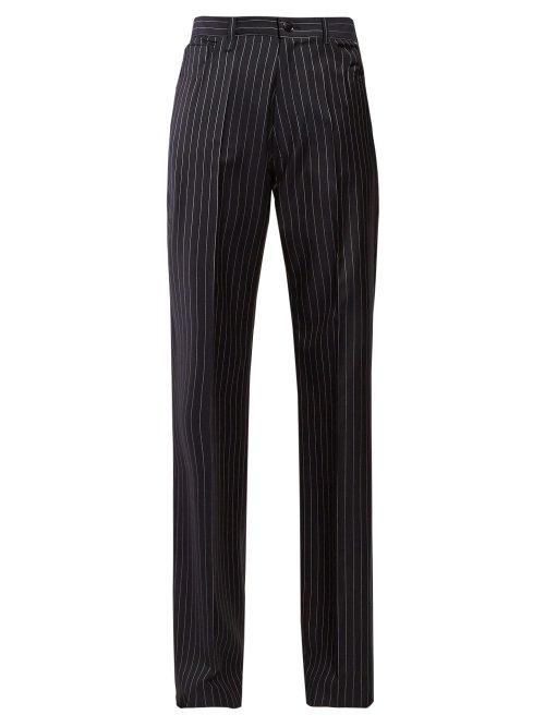 Matchesfashion.com Balenciaga - High Rise Striped Trousers - Womens - Navy Stripe