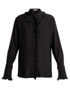 Matchesfashion.com Stella Mccartney - Ruffled Silk Crepe De Chine Blouse - Womens - Black