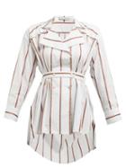 Matchesfashion.com Palmer//harding - Striped Tie Waist Cotton Shirt - Womens - White Multi