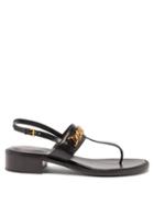 Matchesfashion.com Gucci - Sylvie Chain-embellished Leather Sandals - Womens - Black