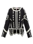 Charles Jeffrey Loverboy - Geometric-intarsia Asymmetrical Wool Sweater - Womens - Black White