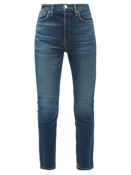 Matchesfashion.com Re/done Originals - High Rise Ankle Crop Jeans - Womens - Blue