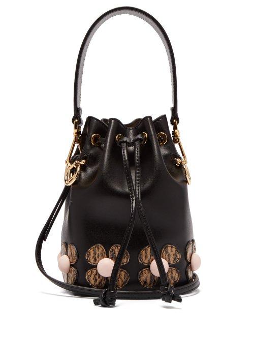 Matchesfashion.com Fendi - Mon Tresor Flower Appliqu Cross Body Bag - Womens - Black Multi