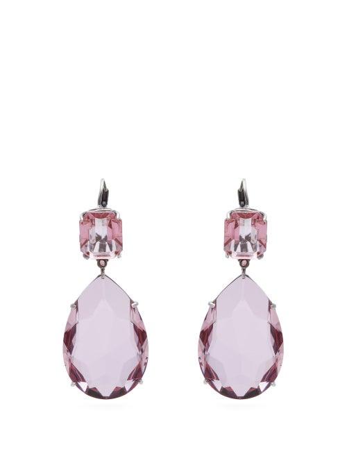 Matchesfashion.com Alexander Mcqueen - Crystal Drop Earrings - Womens - Pink