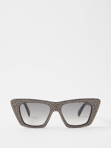 Celine Eyewear - Strass Story Cat-eye Acetate Sunglasses - Womens - Black Multi