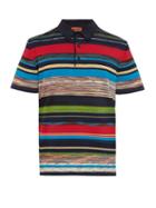Matchesfashion.com Missoni - Striped Cotton Blend Polo Shirt - Mens - Navy Multi