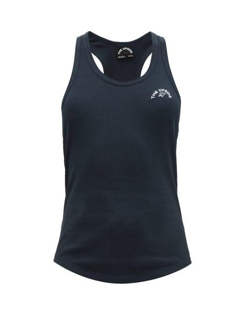 Matchesfashion.com The Upside - Logo Embroidered Ribbed Cotton Jersey Tank Top - Womens - Indigo