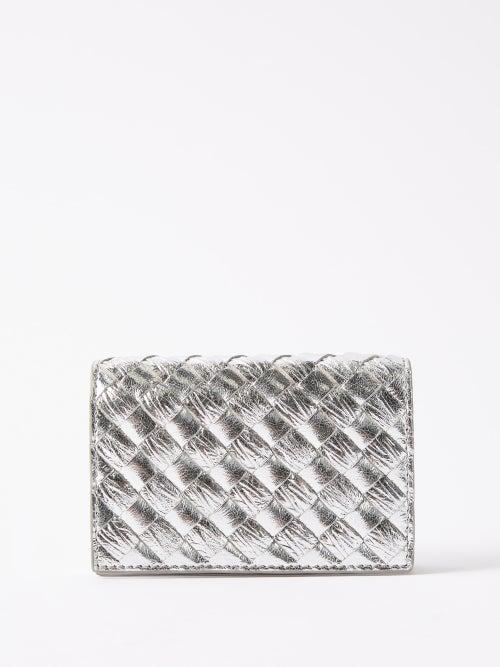 Bottega Veneta - Intrecciato Leather Cardholder Pouch - Womens - Silver
