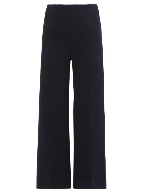 Matchesfashion.com Emilia Wickstead - Hullinie High-rise Wide-leg Trousers - Womens - Dark Navy