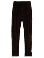 Matchesfashion.com Connolly - Turned Up Cotton Blend Corduroy Trousers - Mens - Brown