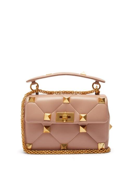 Ladies Bags Valentino Garavani - Roman Stud Medium Quilted-leather Shoulder Bag - Womens - Beige