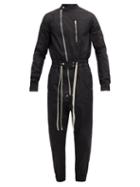 Matchesfashion.com Rick Owens - Gary Asymmetric-zip Cotton-blend Canvas Jumpsuit - Mens - Black