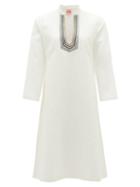 Matchesfashion.com Le Sirenuse, Positano - Malika Embroidered Cotton-blend Tunic Dress - Womens - White Multi