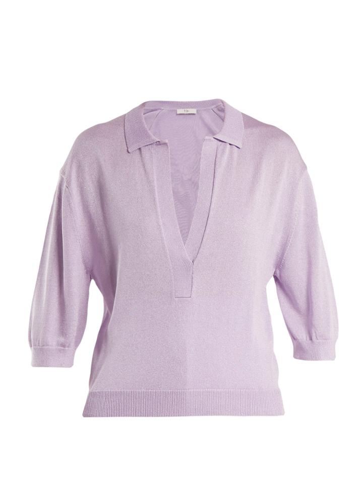 Tibi V-neck Stretch-knit Sweater