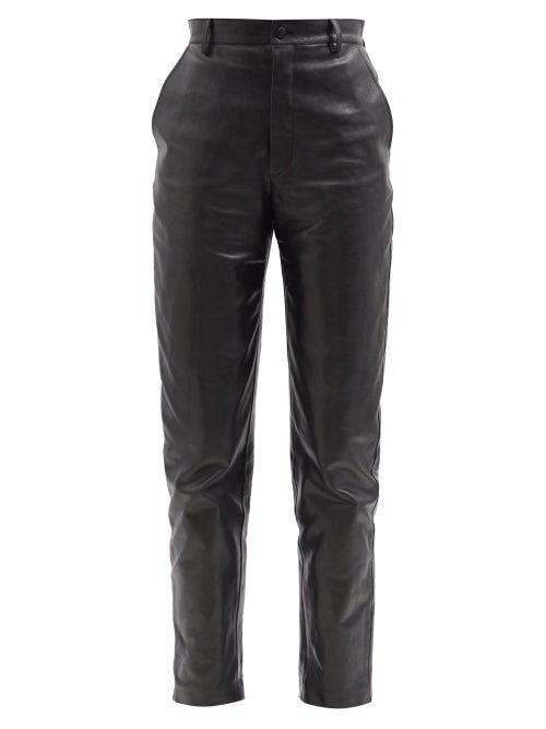 Gucci - High-rise Leather Trousers - Womens - Black