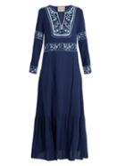 Sea Long-sleeved Fishnet Embroidered Maxi Dress