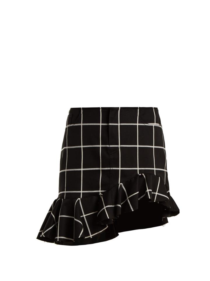 Marques'almeida Checked Ruffled-hem Cotton-blend Mini Skirt