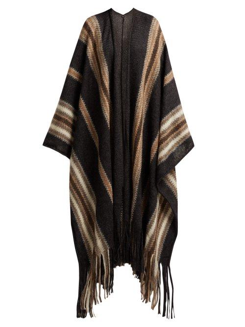 Matchesfashion.com Isabel Marant - Striped Mohair Blend Poncho - Womens - Grey