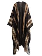 Matchesfashion.com Isabel Marant - Striped Mohair Blend Poncho - Womens - Grey