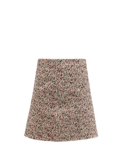 Matchesfashion.com Bottega Veneta - Tailored Cotton-boucl Skirt - Womens - Brown Multi