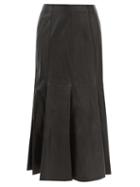 Gabriela Hearst - Amy Knife-pleat Leather Skirt - Womens - Black