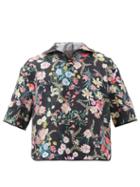 Matchesfashion.com Boramy Viguier - Toggle-neck Floral-print Poplin Shirt - Mens - Black Multi