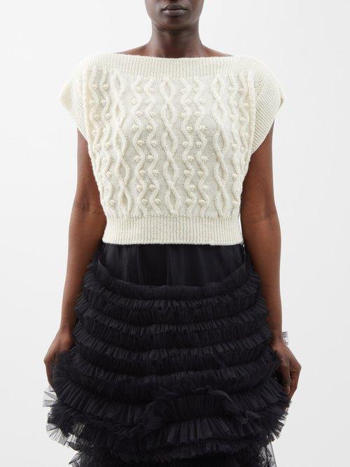 Molly Goddard - Francis Sleeveless Lambswool Sweater Vest - Womens - Cream