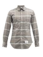 Mens Rtw Thom Browne - Frayed Checked Cotton-oxford Shirt - Mens - Green