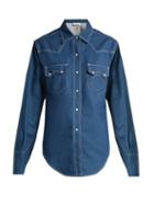 Matchesfashion.com Chlo - Contrast Topstitching Denim Shirt - Womens - Dark Blue