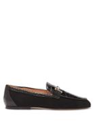 Matchesfashion.com Tod's - Double T Bar Crocodile Effect Leather Loafers - Womens - Black