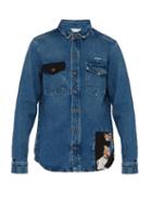 Matchesfashion.com Off-white - Printed Panel Denim Shirt - Mens - Blue