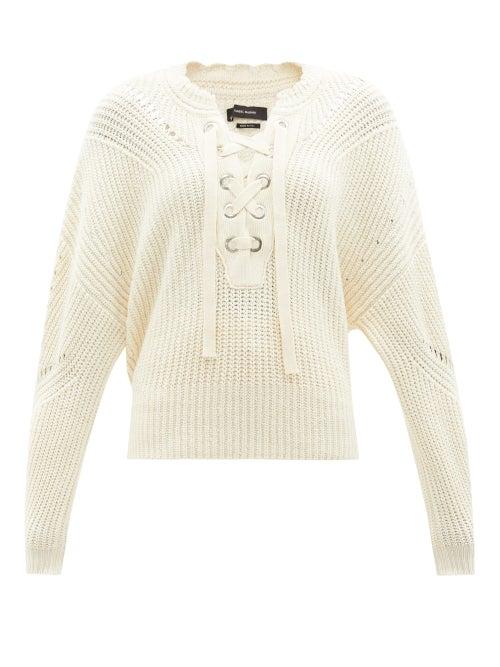 Isabel Marant - Laley Lace-up Cotton-blend Sweater - Womens - Cream