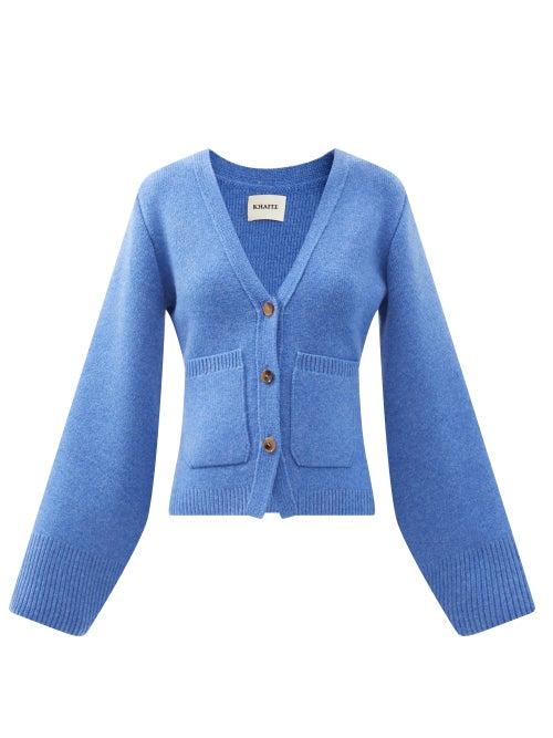 Matchesfashion.com Khaite - Scarlet Flared-sleeve Cashmere Cardigan - Womens - Blue