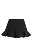 Matchesfashion.com Valentino - Ruffled Wool Blend Mini Skorts - Womens - Black