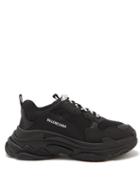Balenciaga - Triple S Faux-leather And Mesh Trainers - Mens - Black