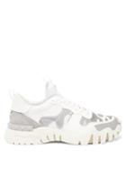 Matchesfashion.com Valentino Garavani - Rockrunner Camouflage Leather And Canvas Trainers - Mens - White Silver