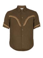 Matchesfashion.com Saint Laurent - Embroidered Cotton Shirt - Mens - Khaki