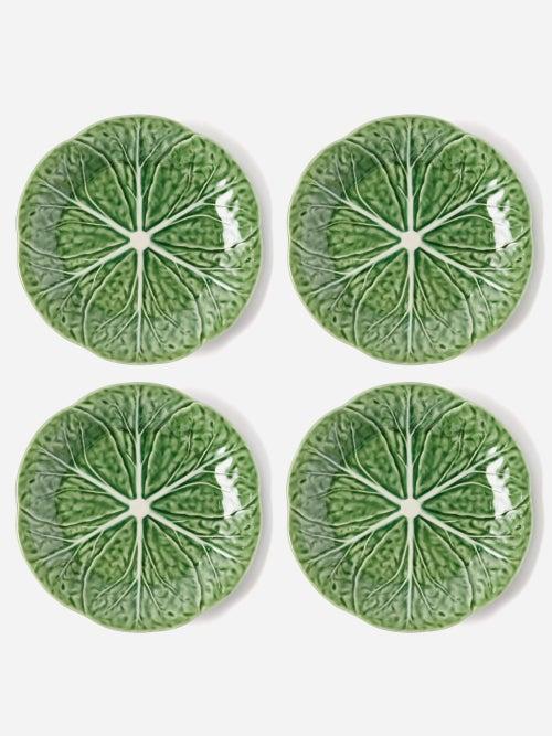 Bordallo Pinheiro - Set Of Four Cabbage Earthenware Side Plates - Green