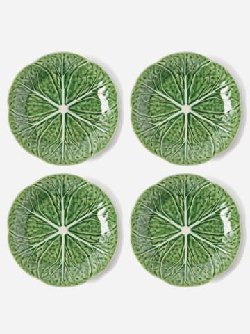 Bordallo Pinheiro - Set Of Four Cabbage Earthenware Side Plates - Green