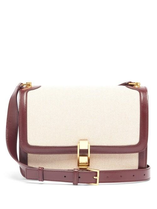 Matchesfashion.com Saint Laurent - Carre Leather And Canvas Cross-body Bag - Womens - Beige Multi