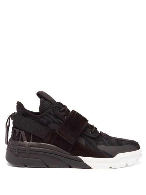 Matchesfashion.com Valentino Garavani - Vltn-logo Suede-strap Neoprene Trainers - Mens - Black