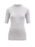 Matchesfashion.com Brunello Cucinelli - High-neck Ribbed Cotton-jersey T-shirt - Womens - Light Grey